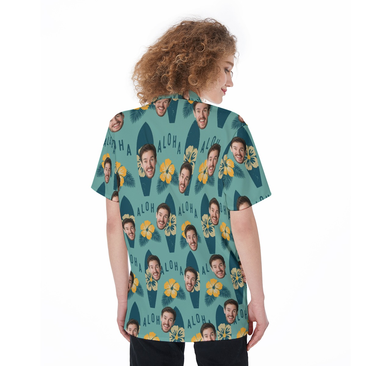 Surfing Aloha Button Up Shirt With Face