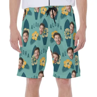 Funny Custom Face Beach Swim Trunks With Custom Face