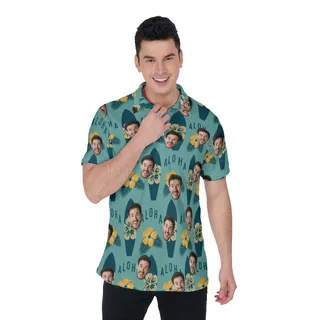 Surfing Aloha Men's Polo Shirt With Face