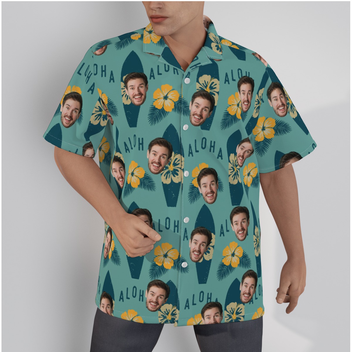 Surfing Aloha Hawaiian Shirt With Face - variant image 1