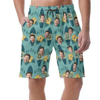 Surfing Beach Shorts With Custom Face