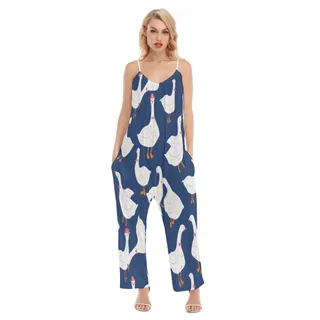 Lovely Goose Blue Aloha Jumpsuit For Women