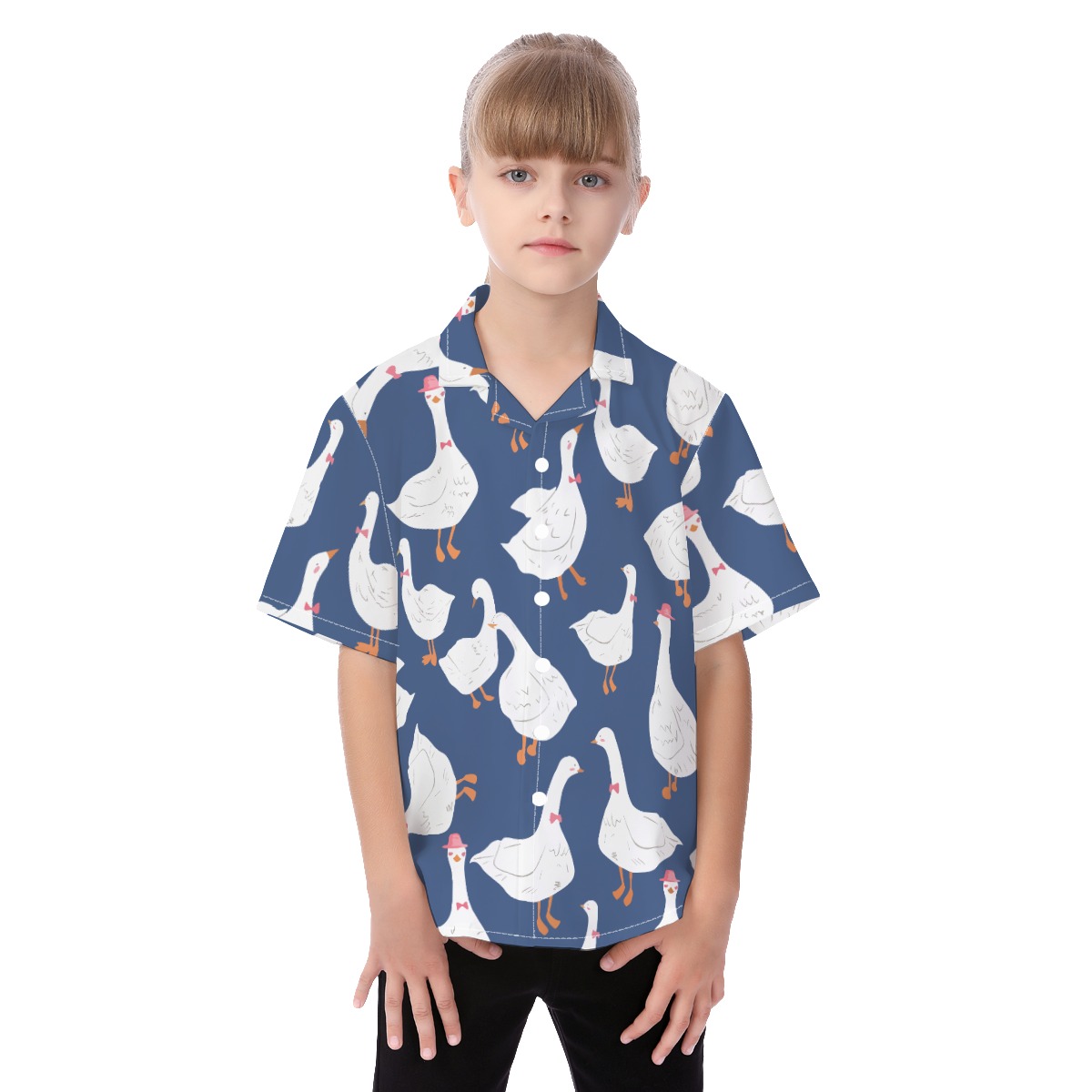 Funny Goose Blue Hawaiian Shirt For Kids - variant image 1