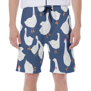 Goose Blue Hawaiian Beach Trunks For Men