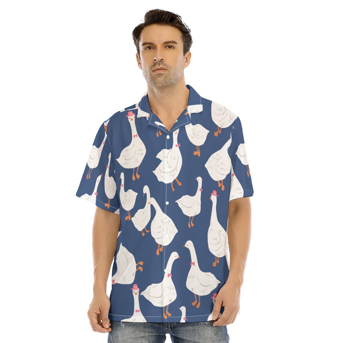 Goose Blue Tropical Hawaiian Shirt For Men - variant image 1