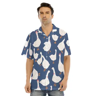 Goose Blue Tropical Hawaiian Shirt For Men