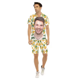 Funny Hawaiian Shirt Set With Custom Face For Men