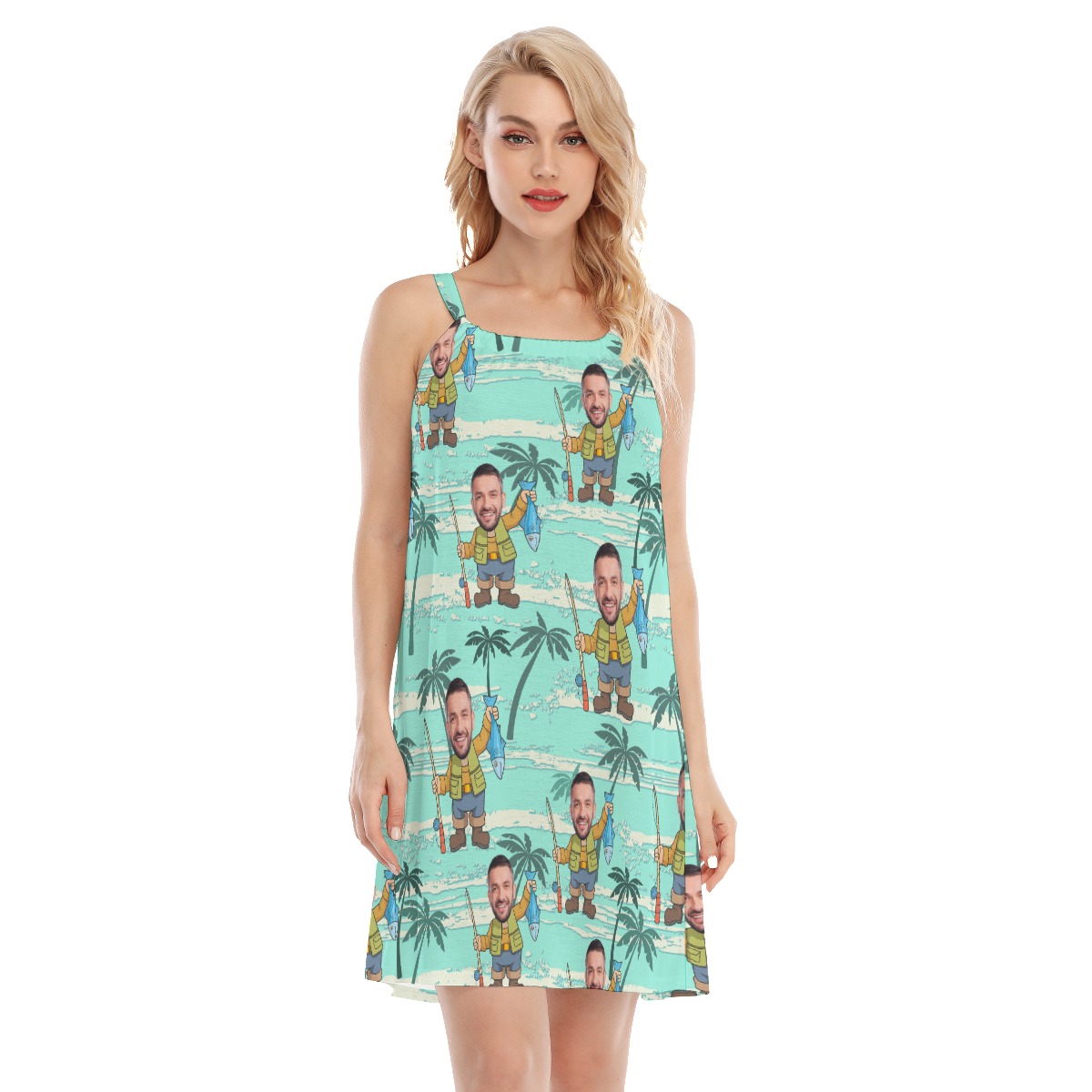 Custom Face Fishing Women's Hawaiian Dress - variant image 1