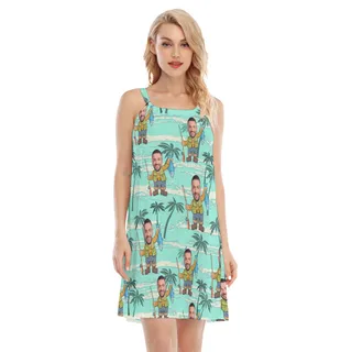 Custom Face Fishing Women's Hawaiian Dress
