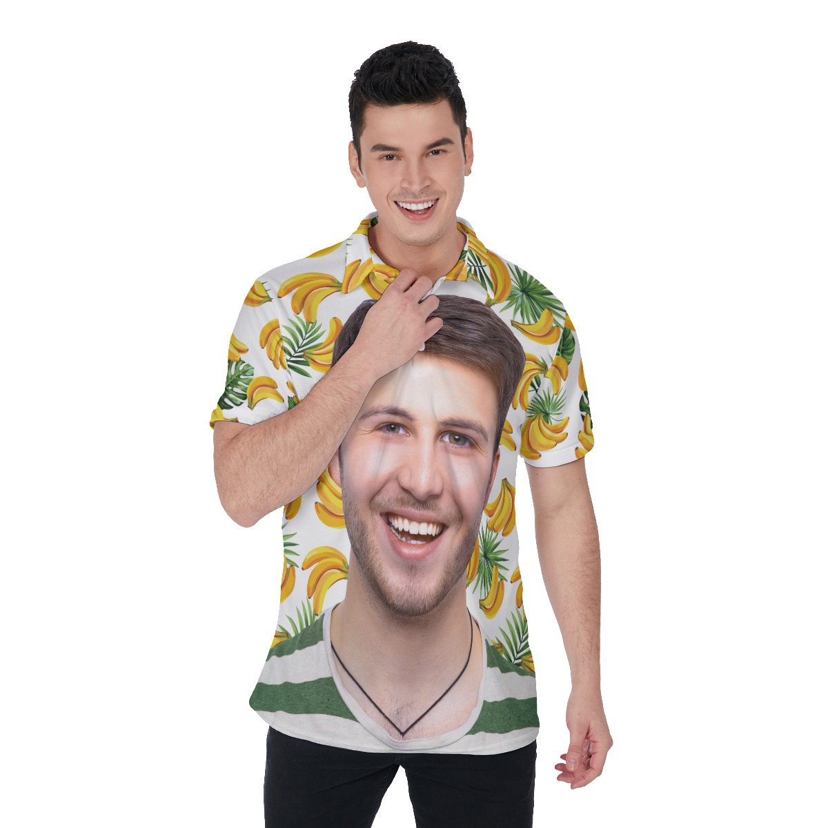 Funny Tropical Men's Hawaiian Polo Shirt With Face Personalized - variant image 1
