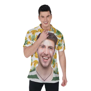 Funny Tropical Men's Hawaiian Polo Shirt With Face Personalized