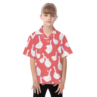 Cool Goose Red Hawaiian Shirt For Kids