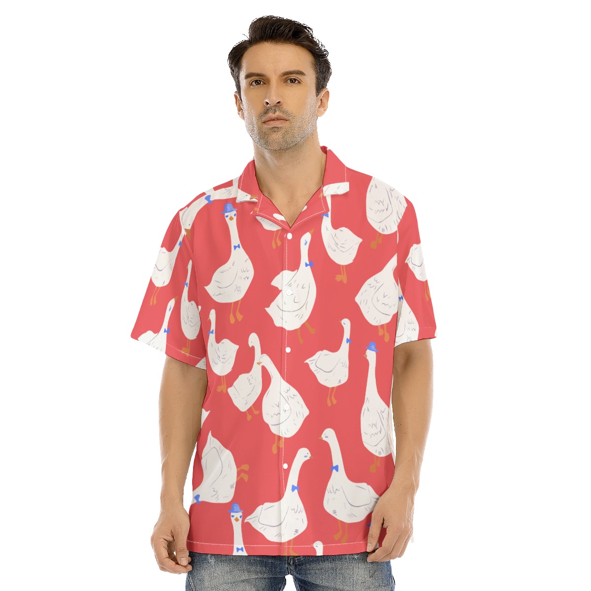 Funny Goose Red Hawaiian Shirt For Men - variant image 1