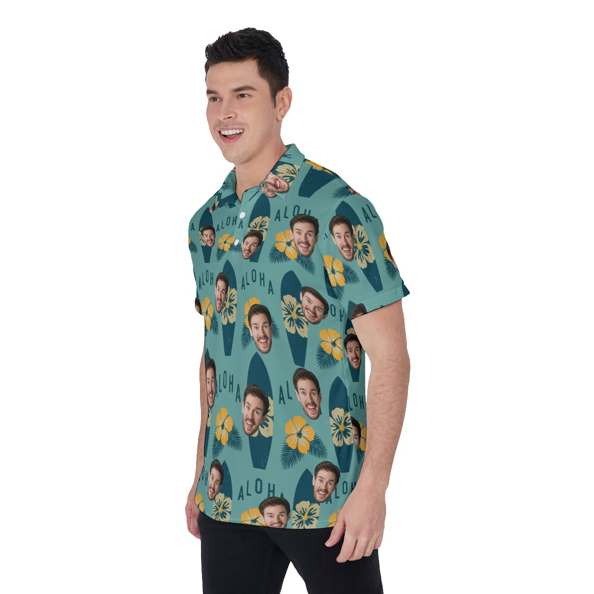 Surfing Aloha Men's Polo Shirt With Face