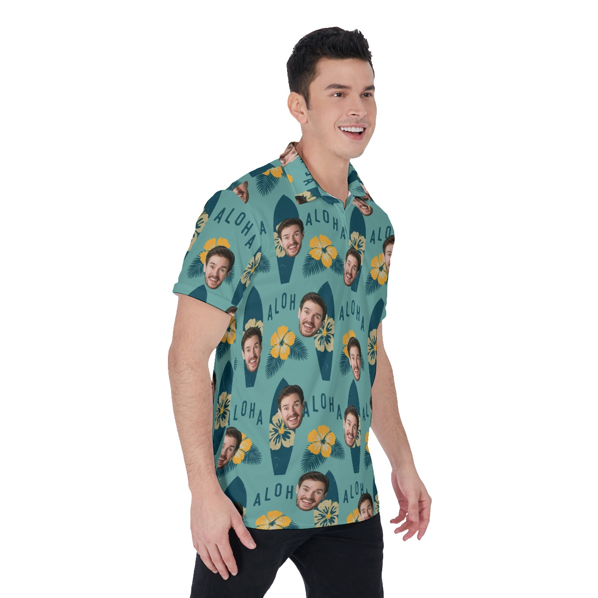 Surfing Aloha Men's Polo Shirt With Face