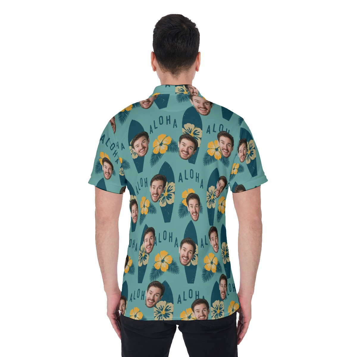Surfing Aloha Men's Polo Shirt With Face