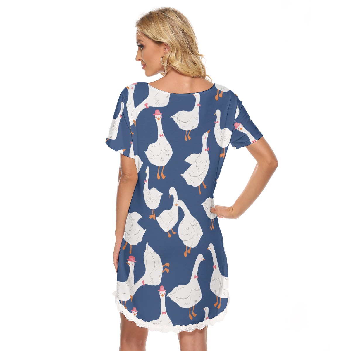 Goose Blue Hawaiian Dress With Lace