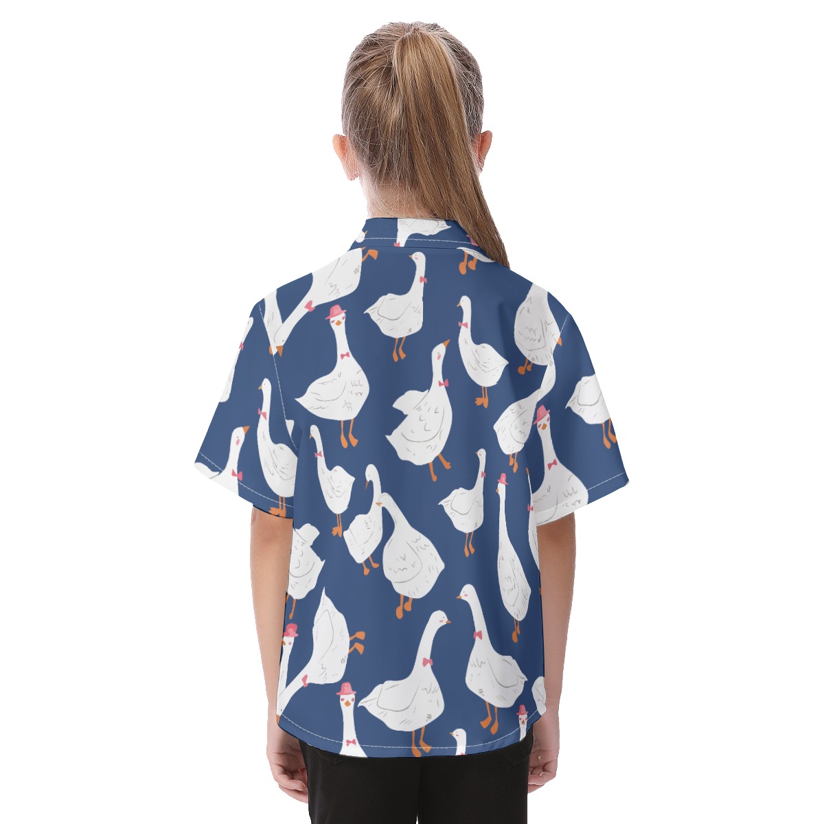 Funny Goose Blue Hawaiian Shirt For Kids