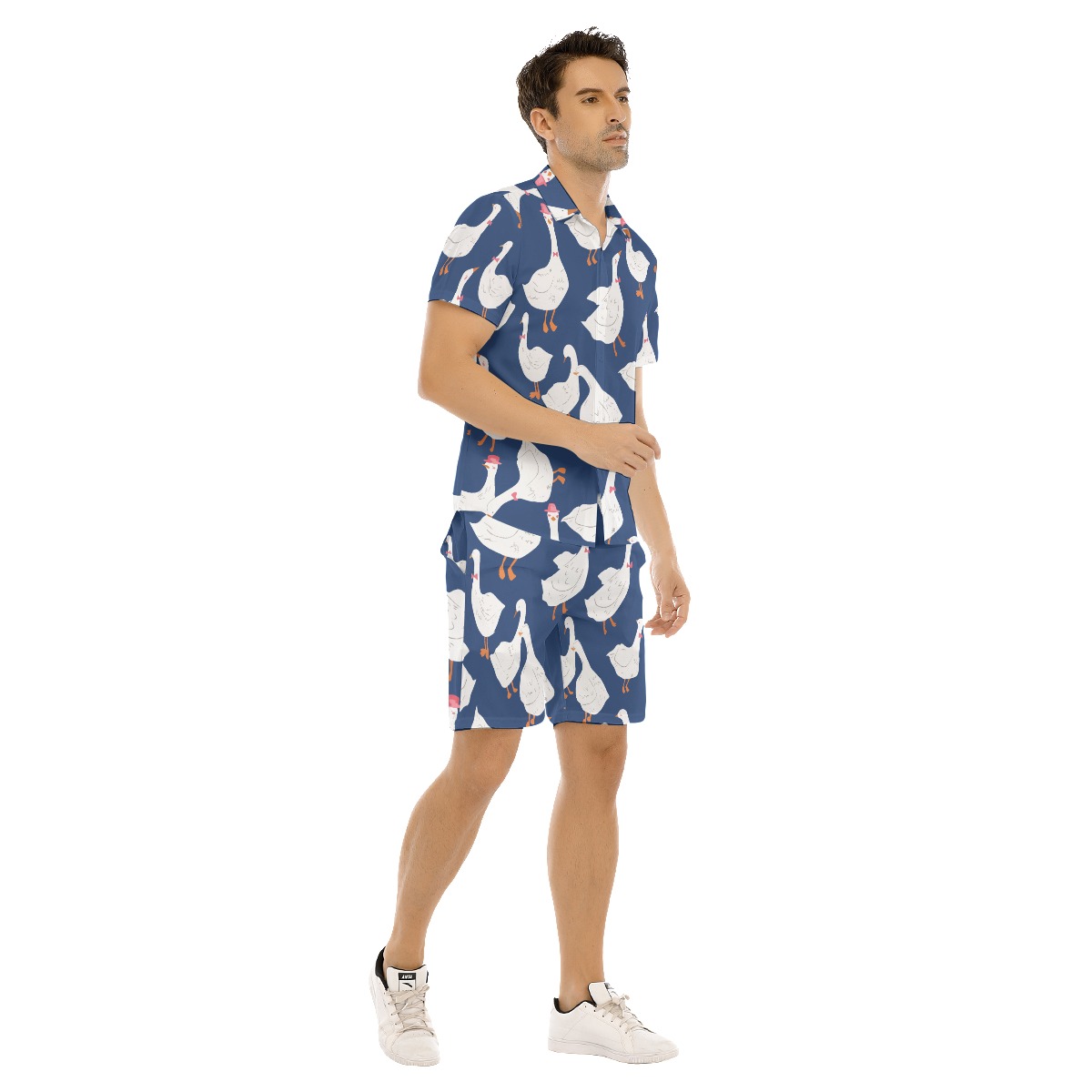 Men's Goose Blue Hawaiian Shirt And Shorts Set
