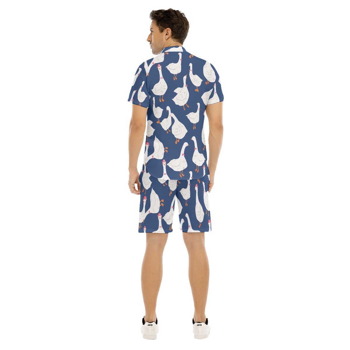 Men's Goose Blue Hawaiian Shirt And Shorts Set