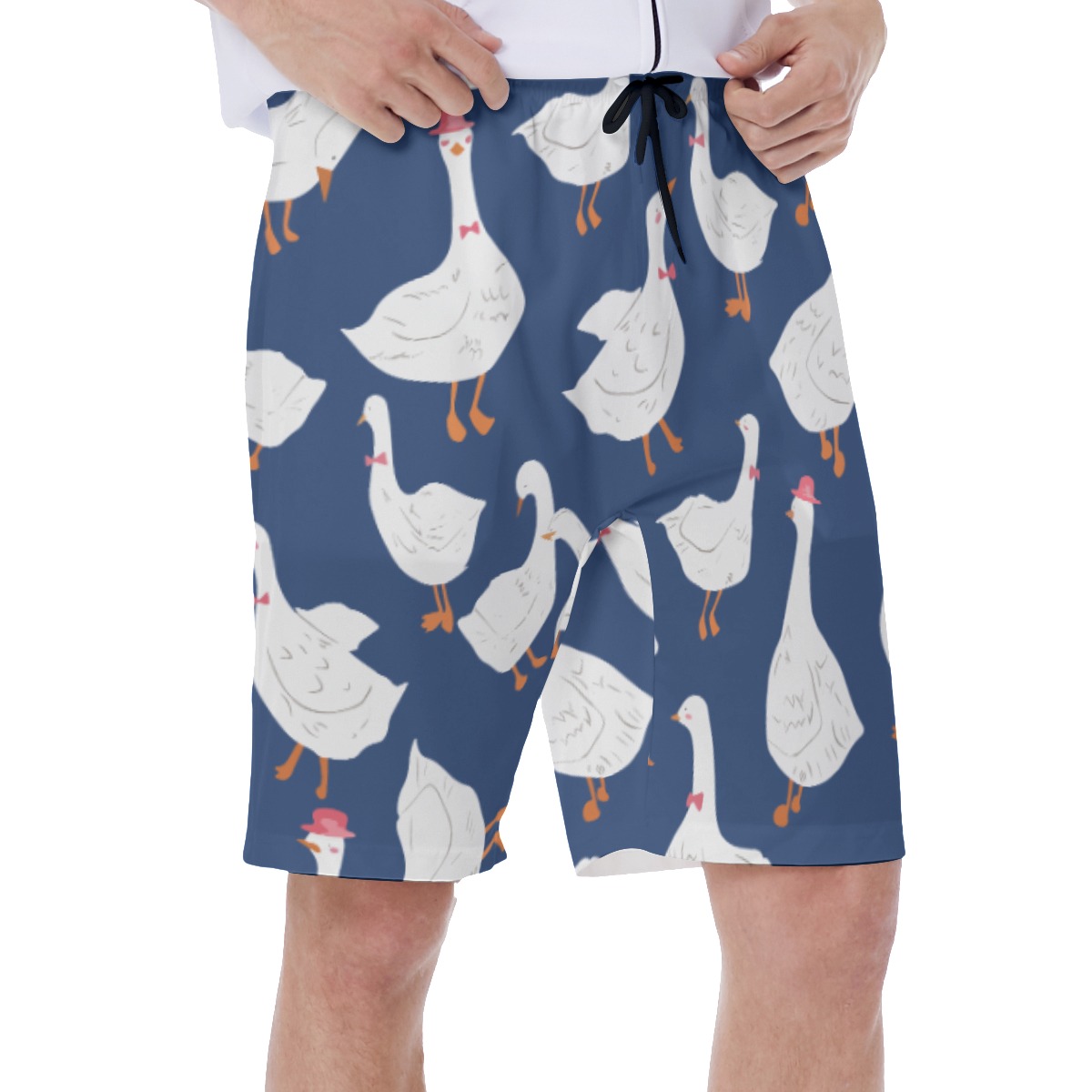 Goose Blue Hawaiian Beach Trunks For Men