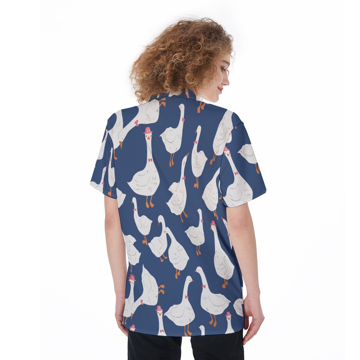 Women's Lovely Goose Blue Hawaiian Shirt