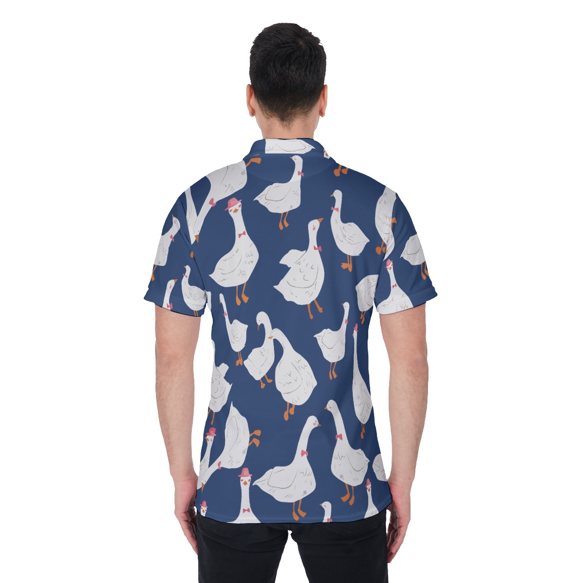 Lovely Goose Blue Polo Hawaiian Shirt For Men