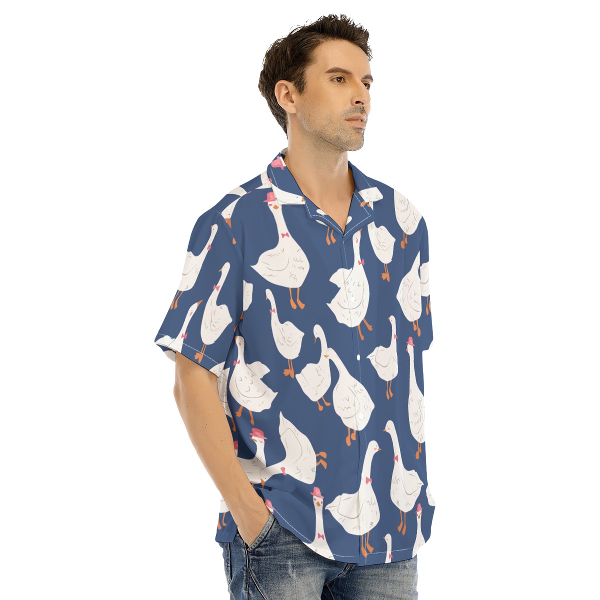 Goose Blue Tropical Hawaiian Shirt For Men