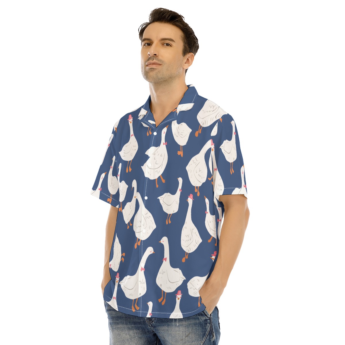Goose Blue Tropical Hawaiian Shirt For Men