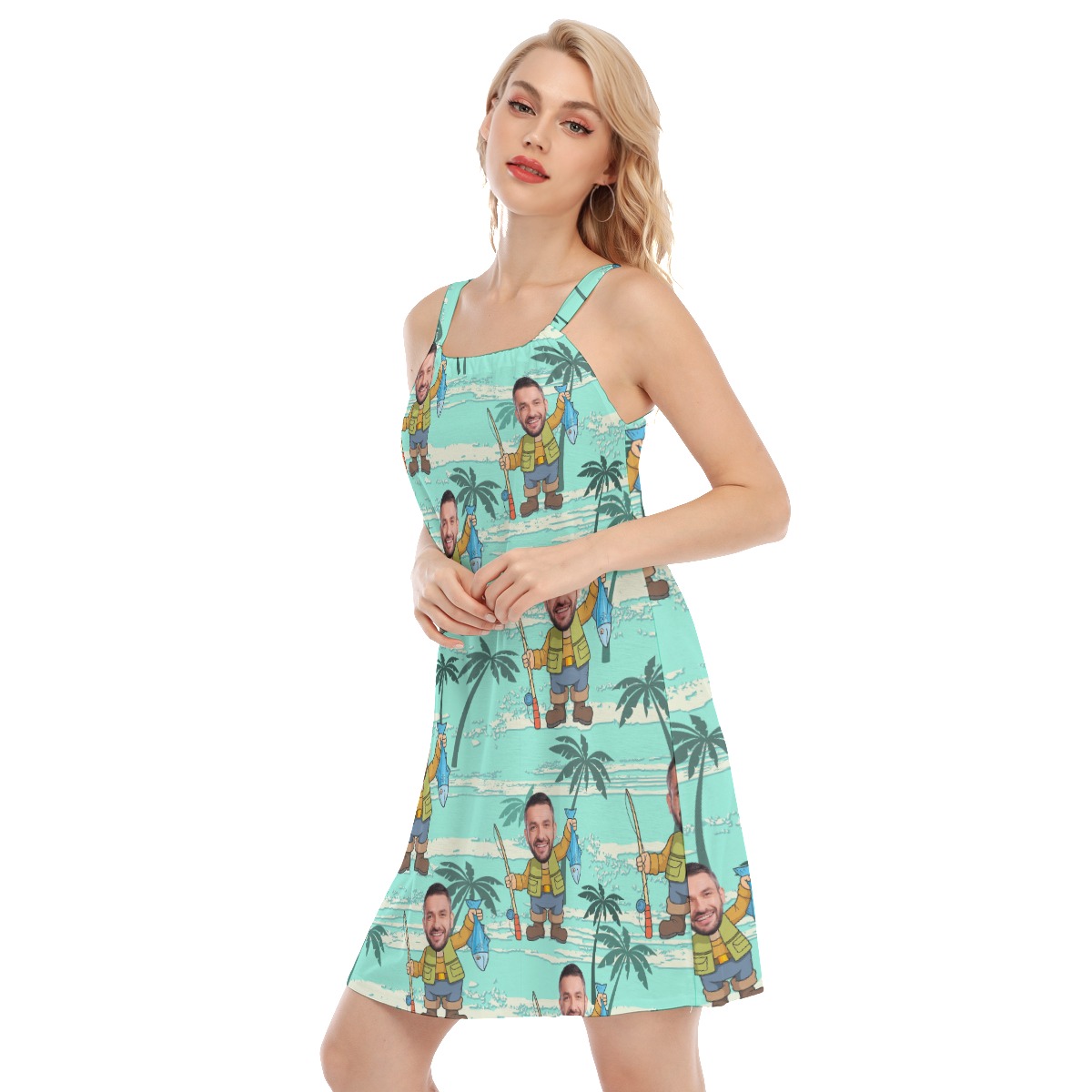 Custom Face Fishing Women's Hawaiian Dress