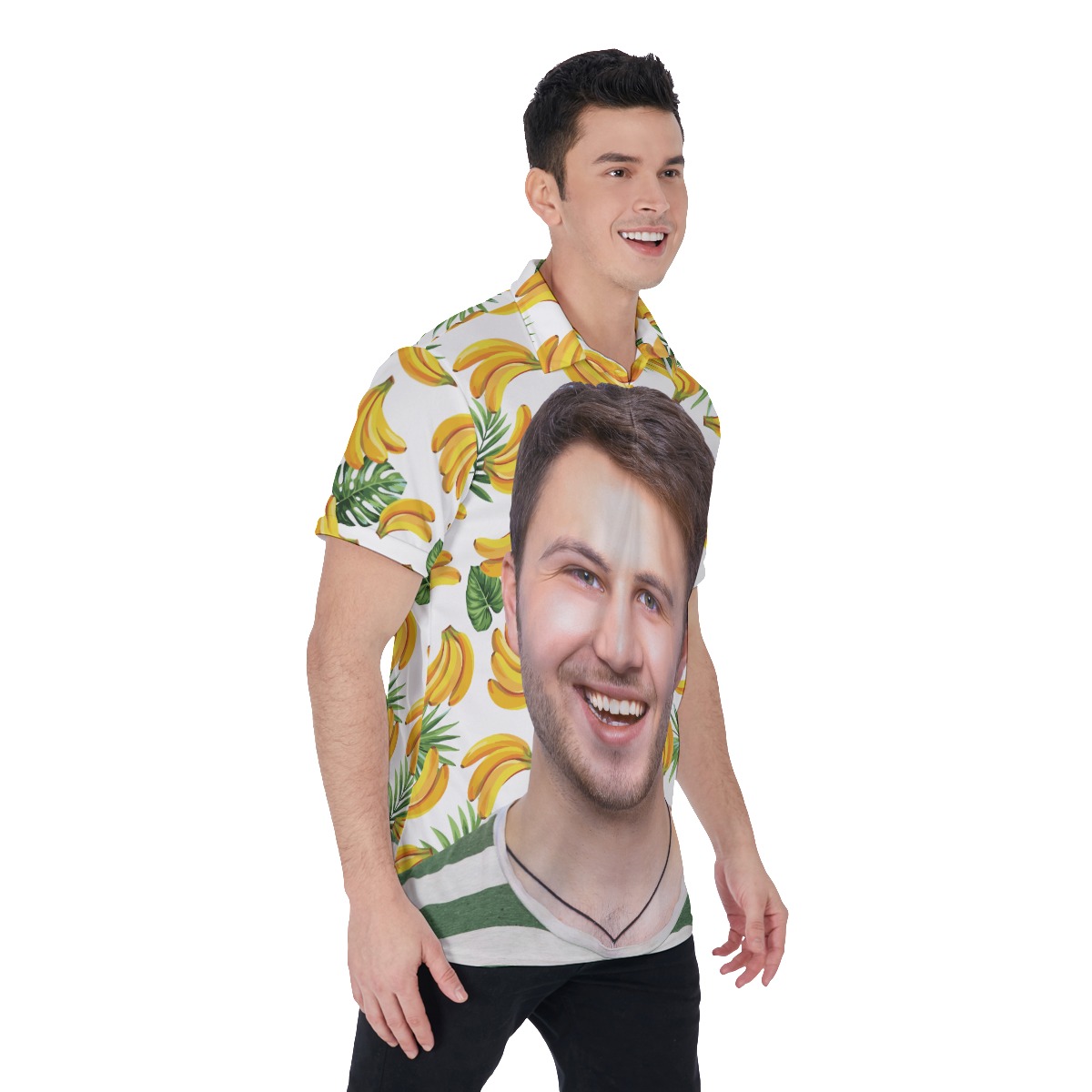 Funny Tropical Men's Hawaiian Polo Shirt With Face Personalized