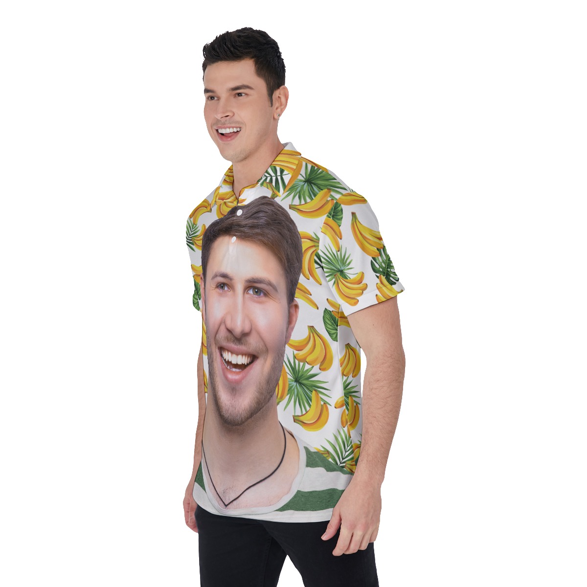 Funny Tropical Men's Hawaiian Polo Shirt With Face Personalized