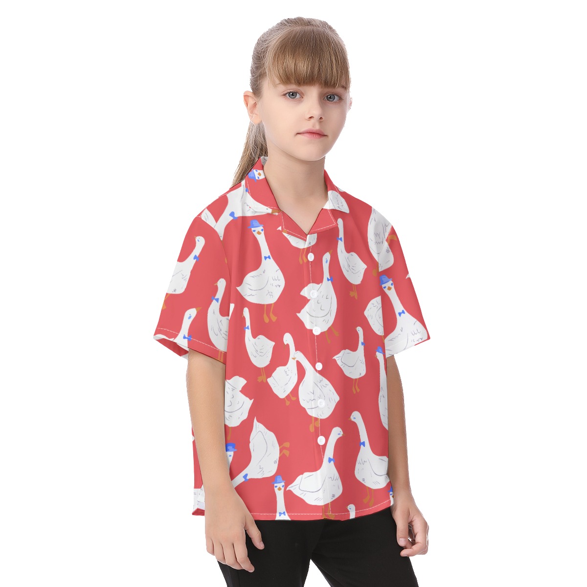 Cool Goose Red Hawaiian Shirt For Kids