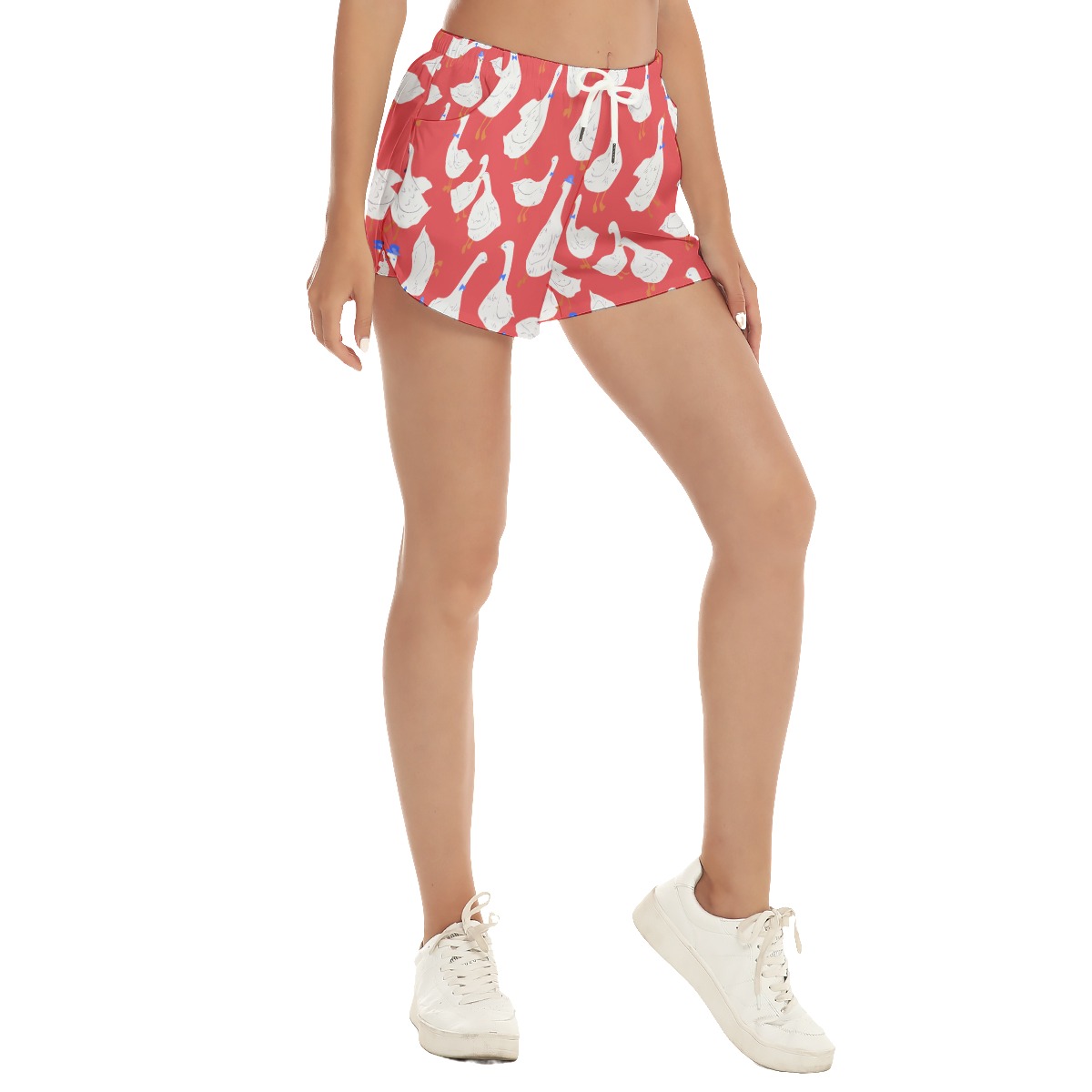 Women's Hot Goose Red Hawaiian Shorts For Summer