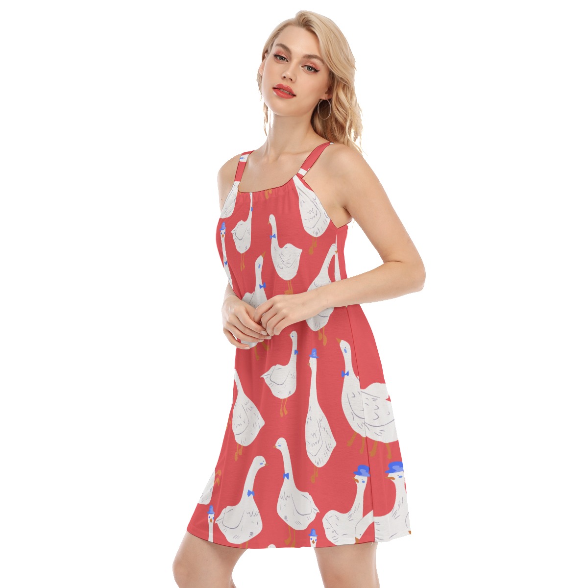 Lovely Goose Red Hawaiian Dress For Summer