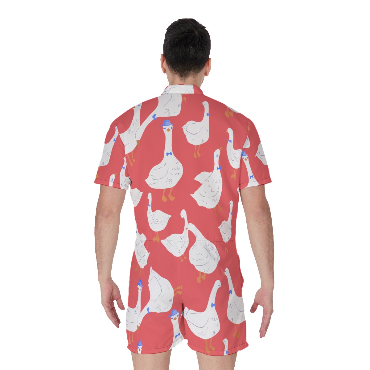 Fun Goose Red Hawaiian Romper For Men