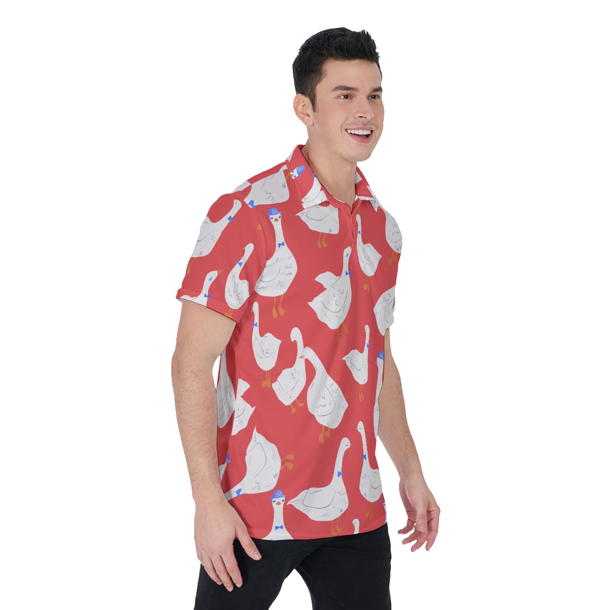 Funny Goose Red Polo Hawaiian Shirt For Men