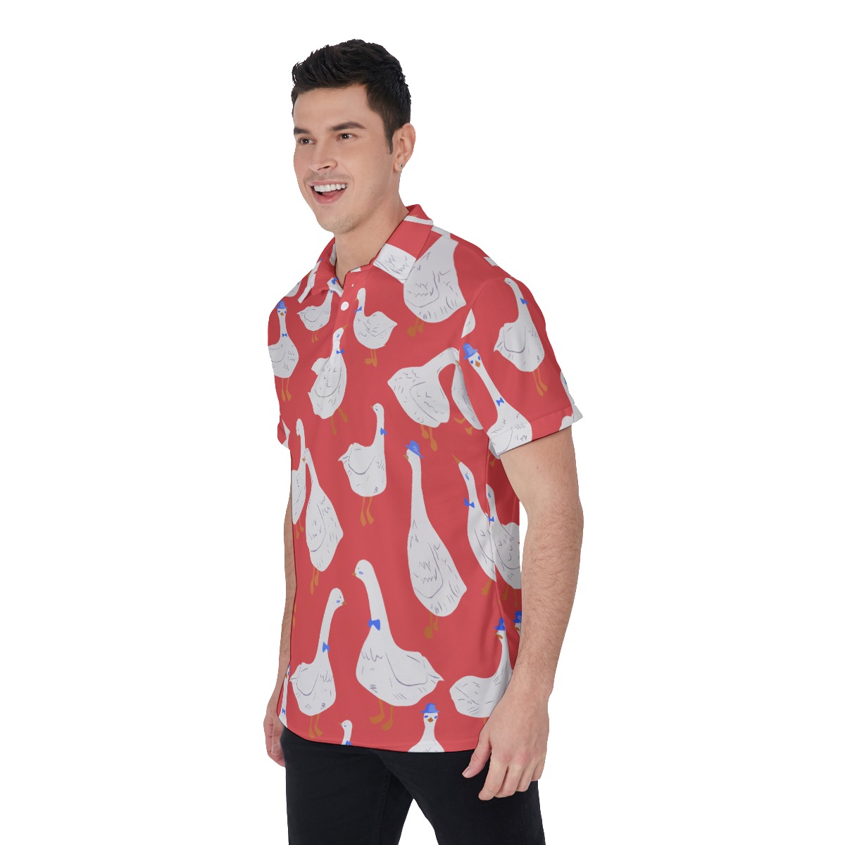 Funny Goose Red Polo Hawaiian Shirt For Men
