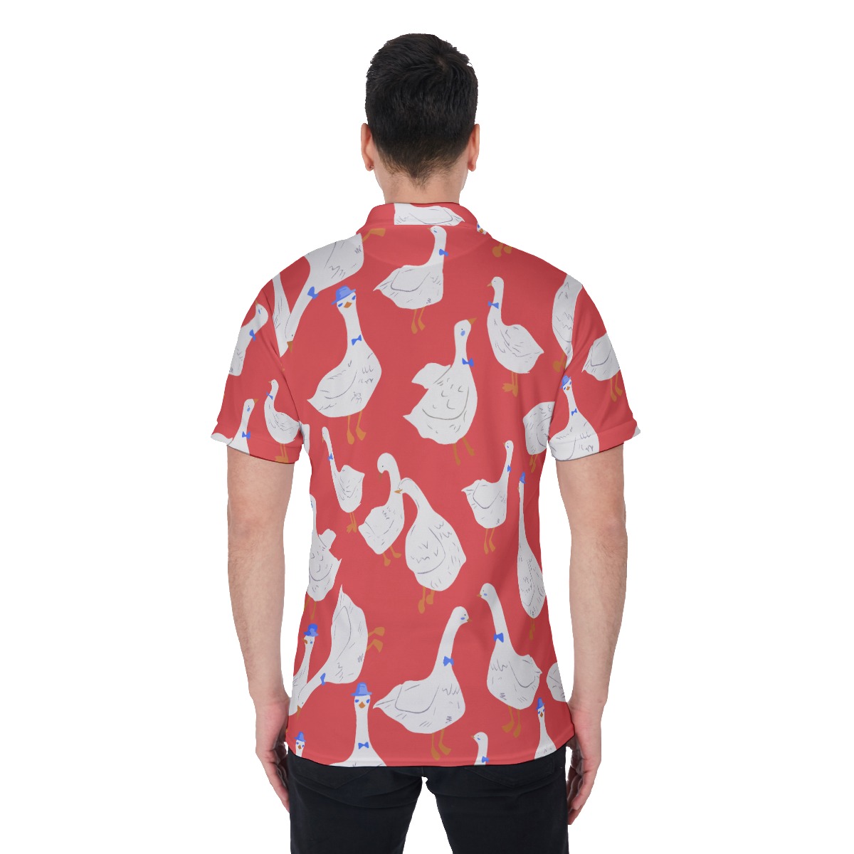 Funny Goose Red Polo Hawaiian Shirt For Men