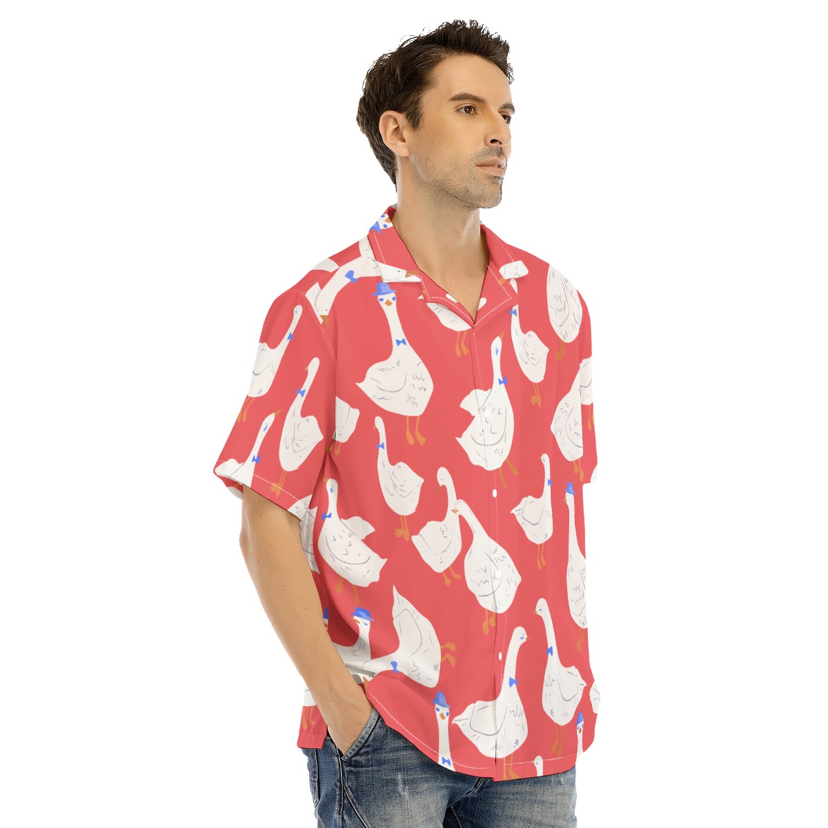 Funny Goose Red Hawaiian Shirt For Men