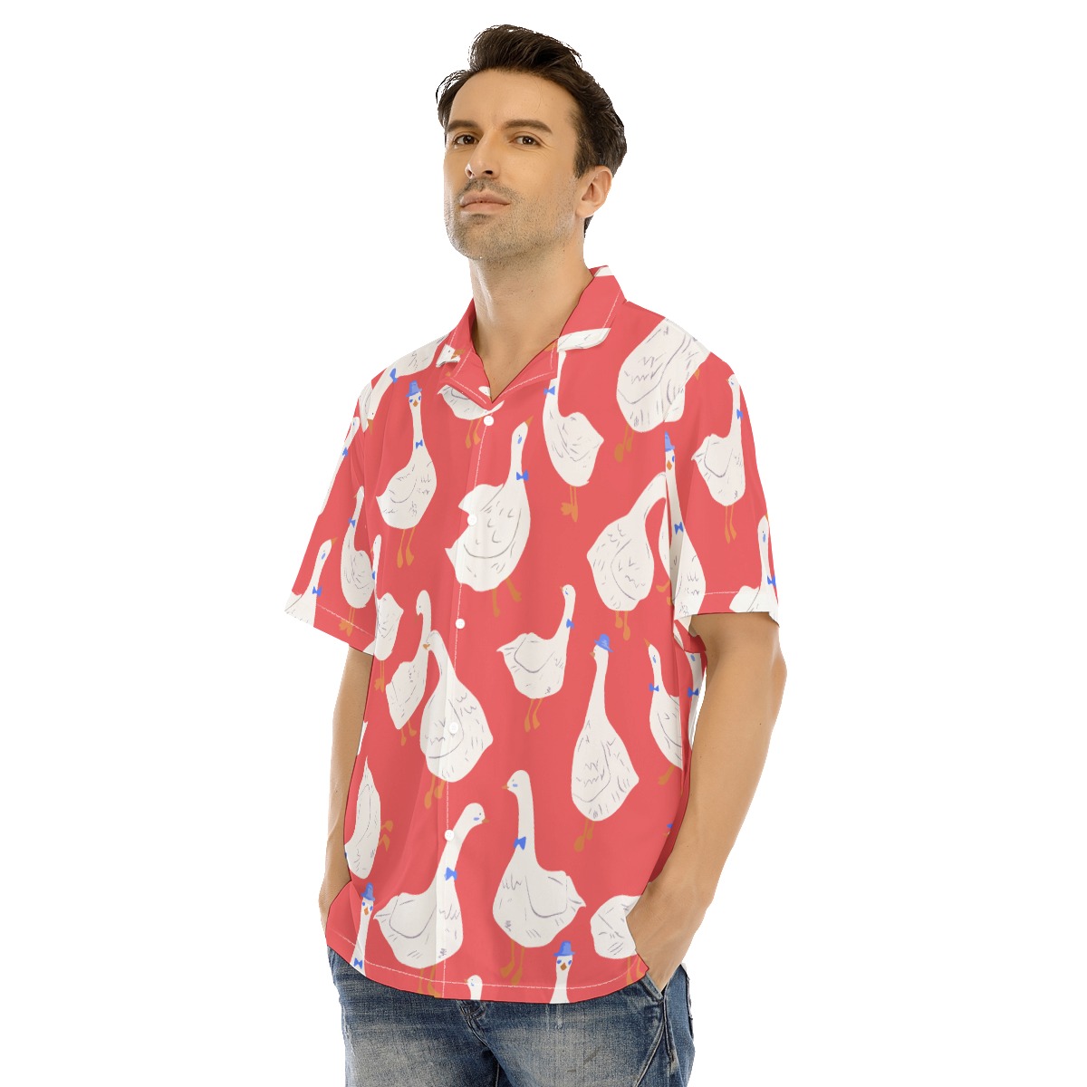 Funny Goose Red Hawaiian Shirt For Men
