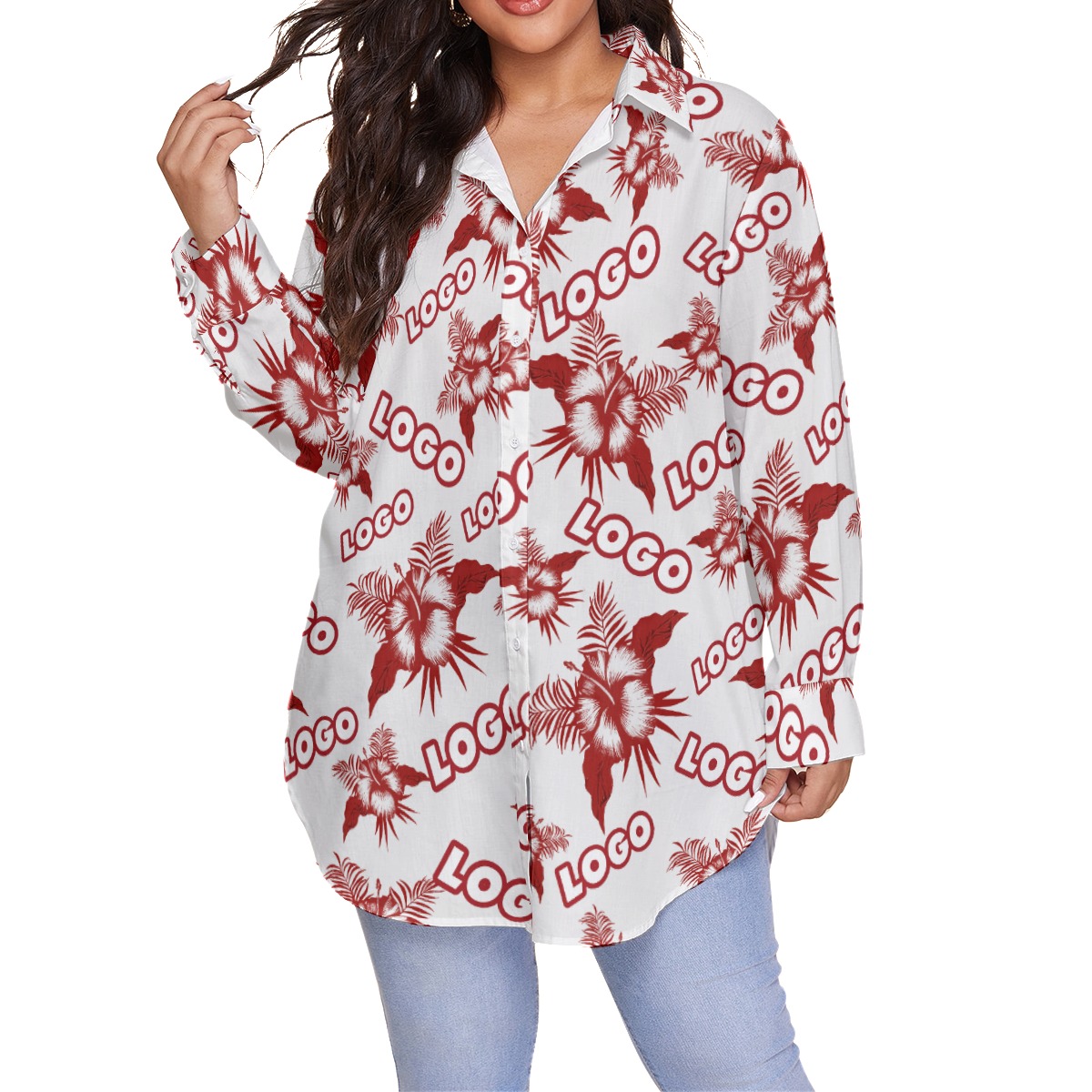 Women's Hawaiian Plus Size With Custom Logo - variant image 1