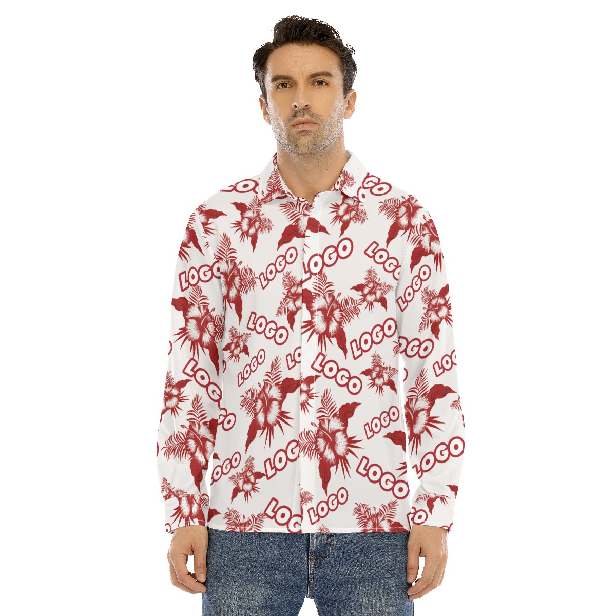 Long Sleeve Hawaiian Shirt With Logo - variant image 1