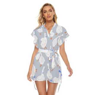 Cool Goose Hawaiian Dress With Tie For Summer