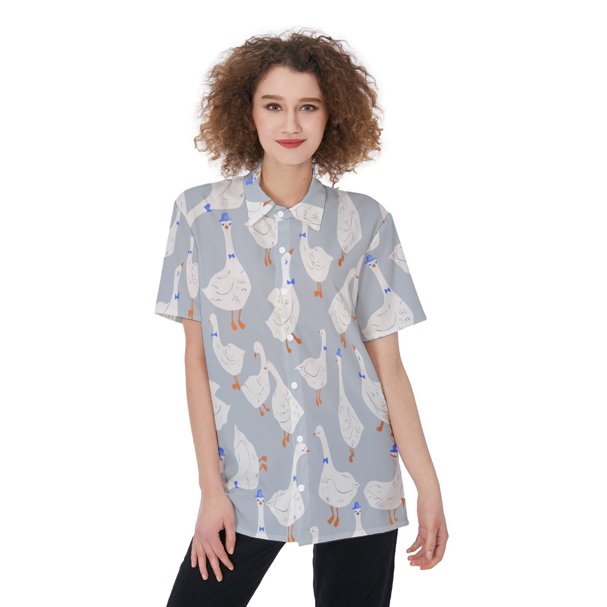 Women's Lovely Goose Hawaiian Shirt - variant image 1
