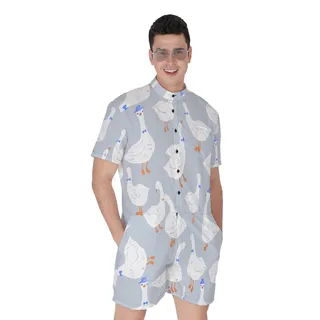 Men's Cute Goose Hawaiian Romper