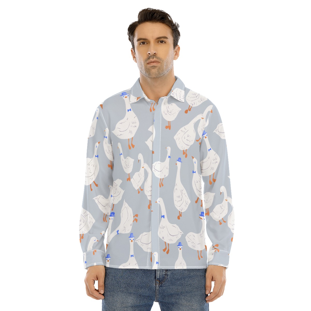 Funny Goose Long Sleeve Hawaiian Shirt For Men - variant image 1