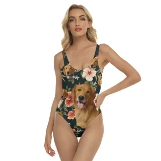 Funny Custom Dog Face Women's Swimsuit