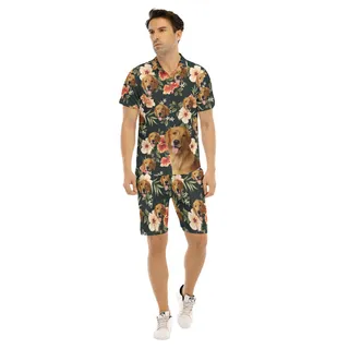 Black Hawaiian Men's Set With Custom Face