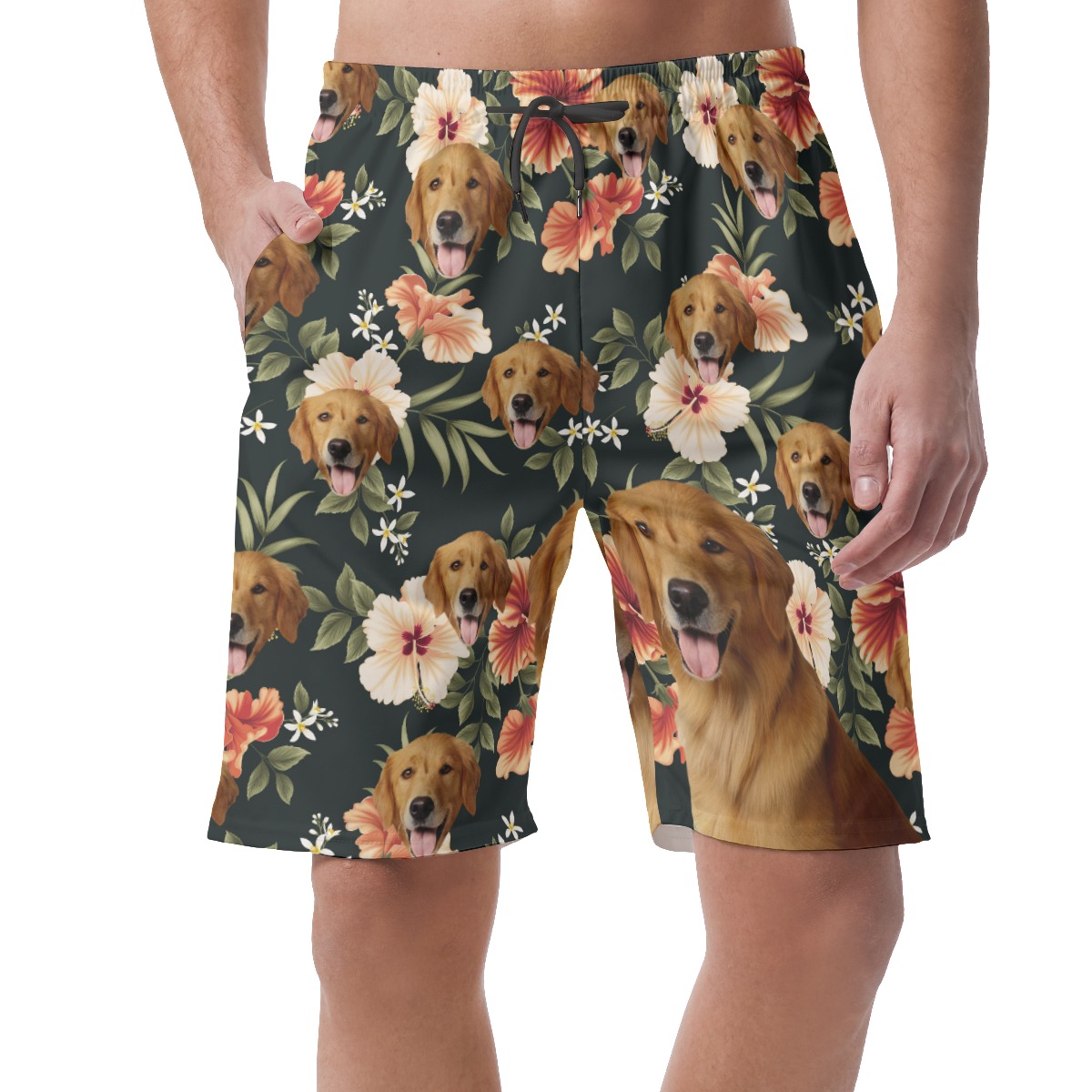 Black Hawaiian Shorts With Dog Face - variant image 1